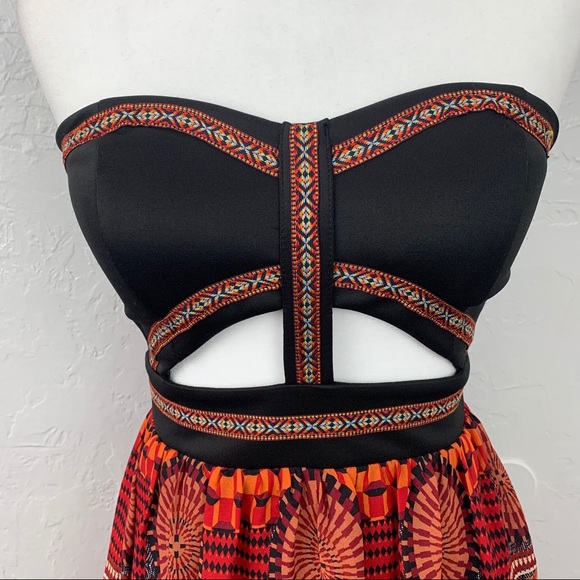 SOLD Sans Souci Tribal cut out Strapless maxi dress - Picture 3 of 9